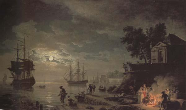 Claude-joseph Vernet Night,A Port in Moonlight (mk43)